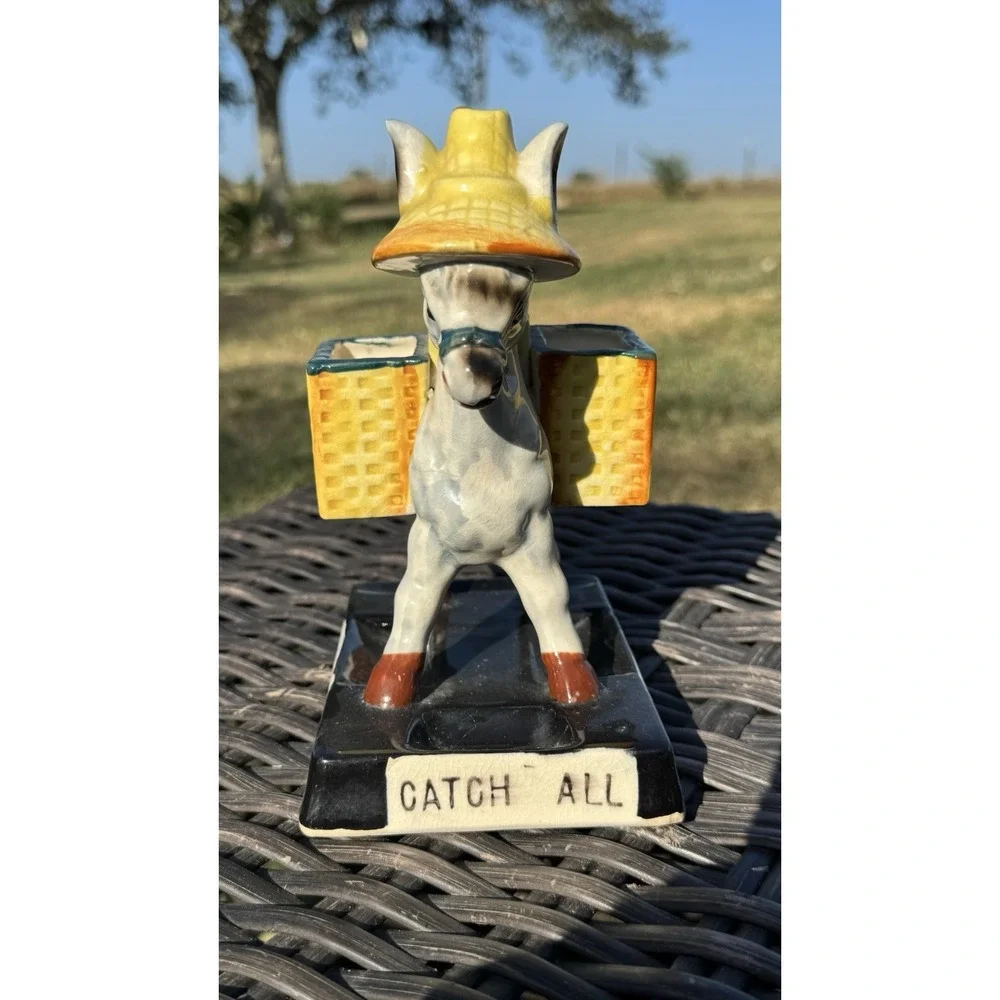 Vintage Donkey Catch-All Caddy Cufflinks Rings Jewelry Holder Ceramic 7